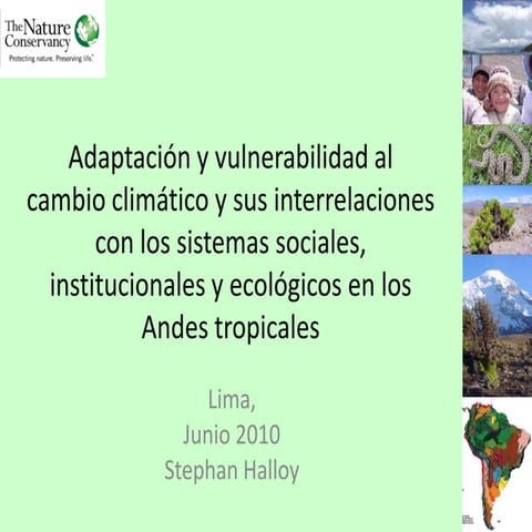 Adaptación y vulnerabilidad al cambio climático y sus interrelaciones con los...