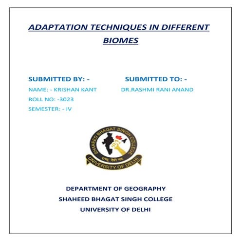 Adaptation techniques in different Biomes