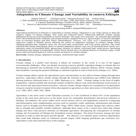 Adaptation to climate change and variability in eastern ethiopia | PDF