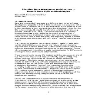 Adapting data warehouse architectur...