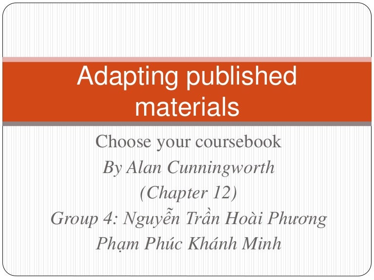 Adapting published materials Materials for GE