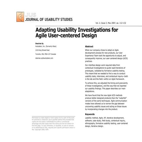 Adapting usability investigations for