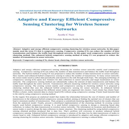 Clustering in wireless sensor networks with compressive sensing | PPTX