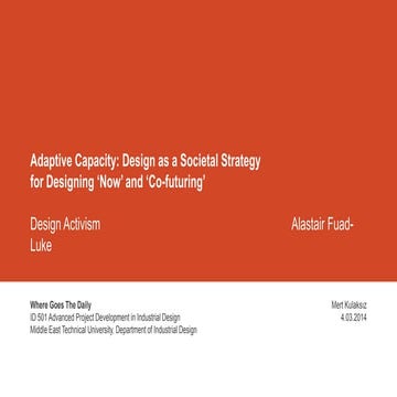 Adaptive capacity, Design Activisim by Fuad-Luke, A