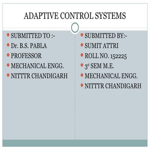 Adaptive control System
