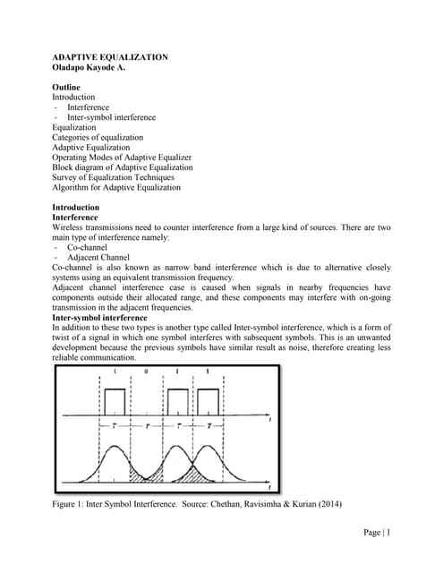 Adaptive Equalization