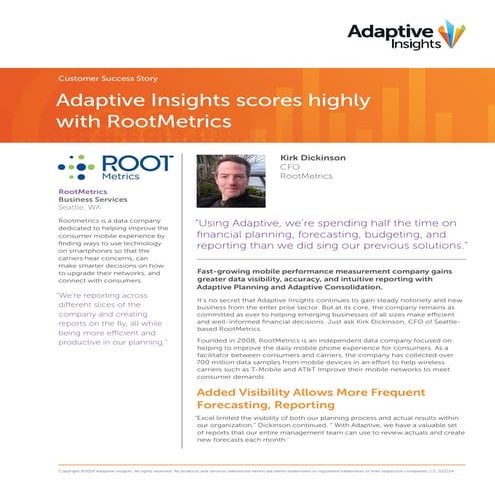 Adaptive insights - Root Metrics Success Story