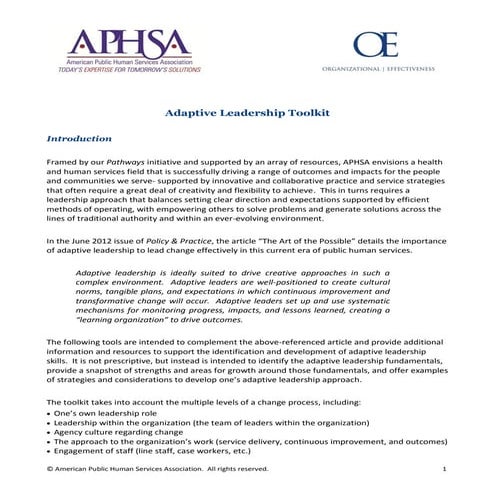 Adaptive leadership toolkit