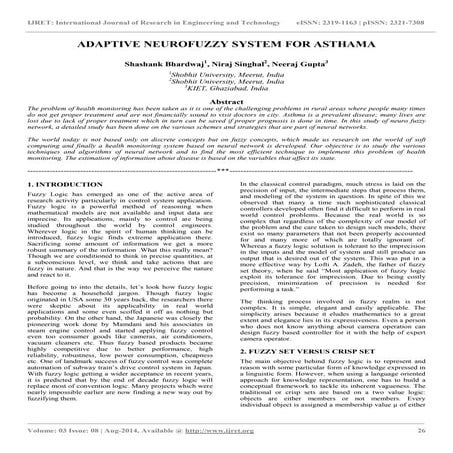 Adaptive neurofuzzy system for asthama