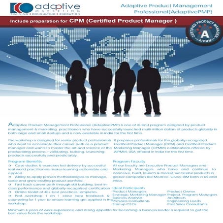 Adaptive Product Management Professional AdaptivePMP India - Brochure