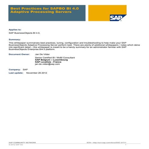 Adaptive processing servers for BO
