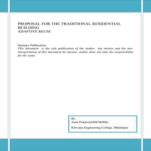 Adaptive reuse of traditional residential newari dwelling by amit pokharel