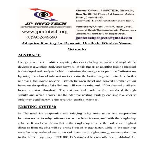 Adaptive routing for dynamic on body wireless