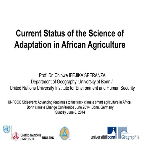 Current status of the science of adaptation in African agriculture