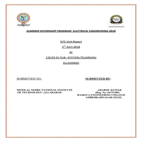 Report on visiting 132/33 kv substation teliarganj allahabad 