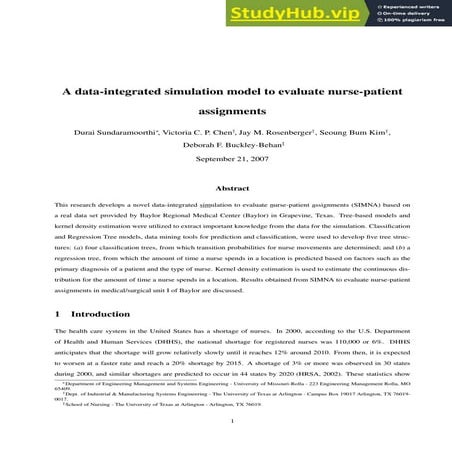 A Data-Integrated Simulation Model To Evaluate Nurse Patient Assignments