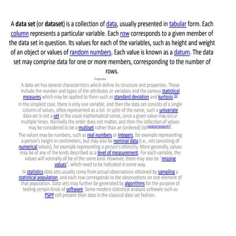 A data set (or dataset) is | PPT