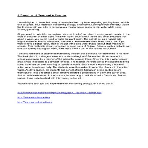 A daughter, a tree and a teacher