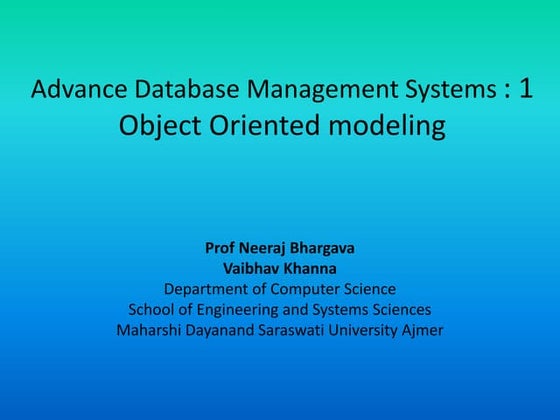 OBJECT ORIENTED DATA MODEL | PPT