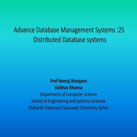 Adbms 25 distributed database systems