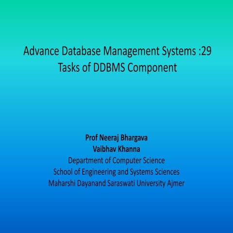 Adbms 28 components of distributed database system | PPTX