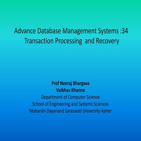 Adbms 34 transaction processing and recovery