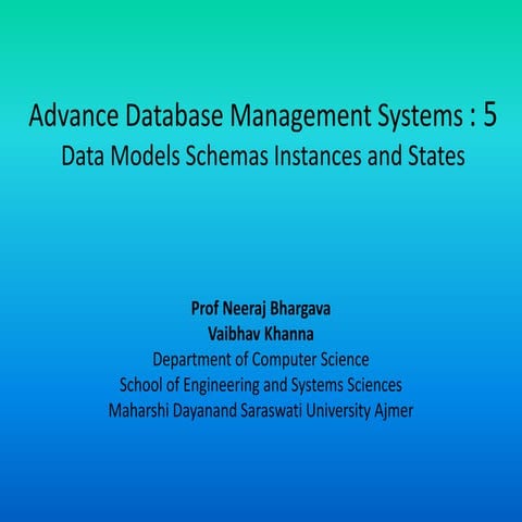 Adbms 5 data models schemas instances and states | PPTX | Databases ...