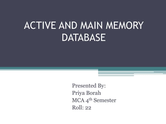 Adbms and mmdbms