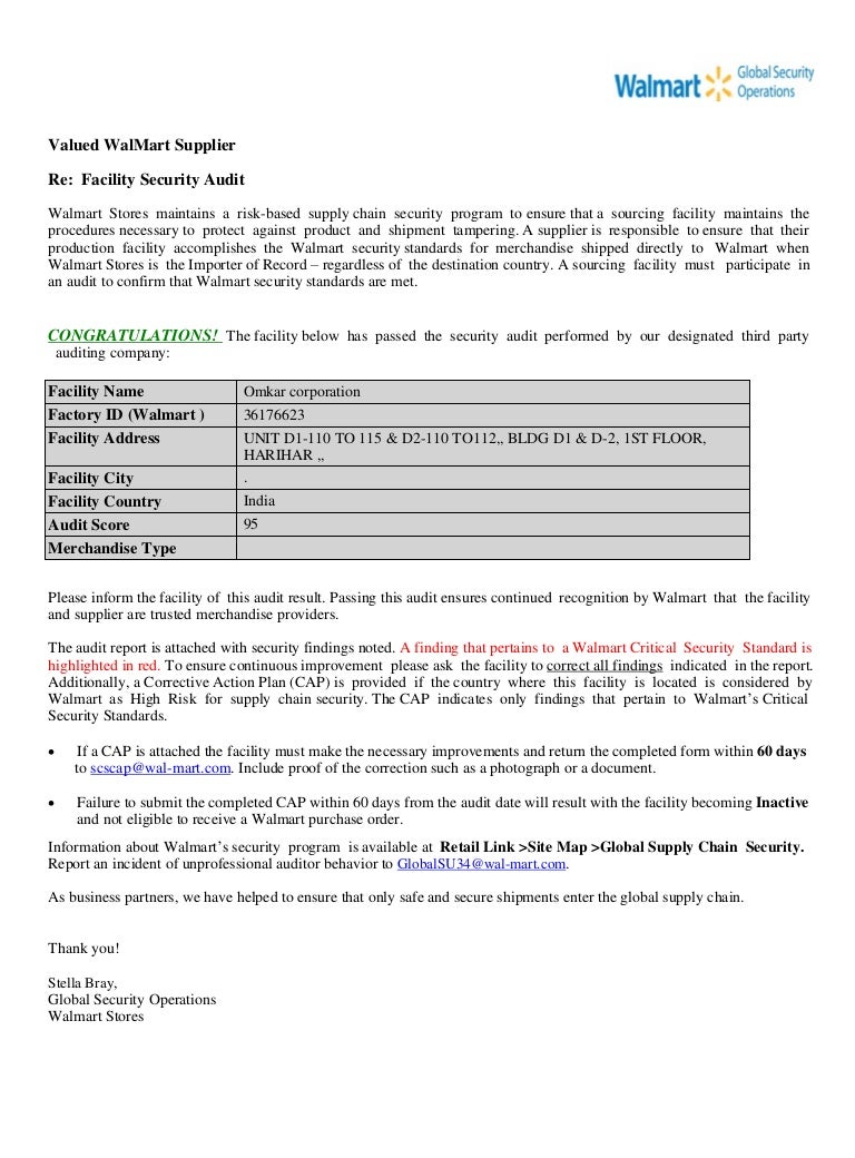 walmart ctpat audit report 1 pdf walmart incident report