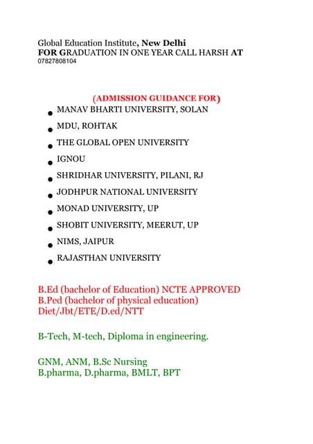 Take your admisson in UG and PG course