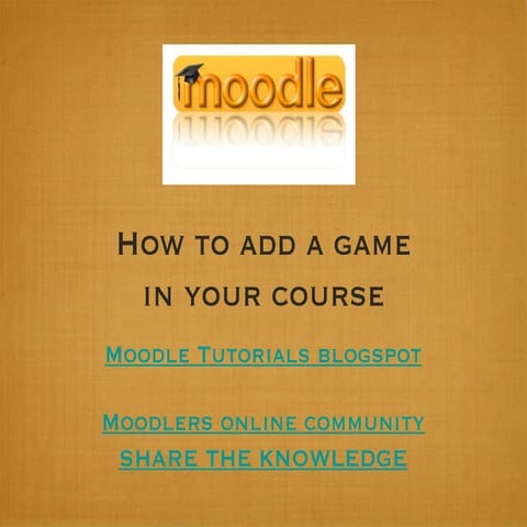 Add A Game in your course