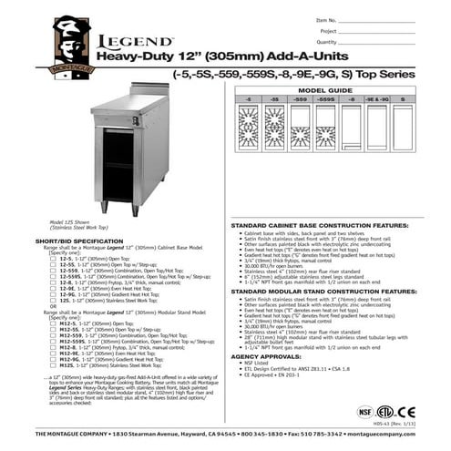 Add a-units 12 - legend heavy duty - montague company