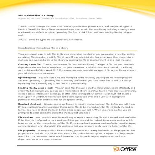 Add or Delete Files in a Library - SharePoint 2010 - EPC Group