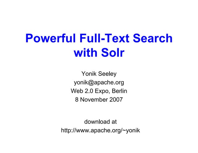 Add Powerful Full Text Search to Your Web App with Solr