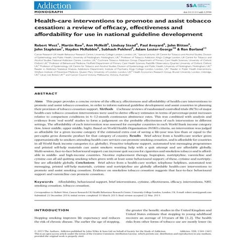 Health-care interventions to promote and assist tobacco cessation: a review o...