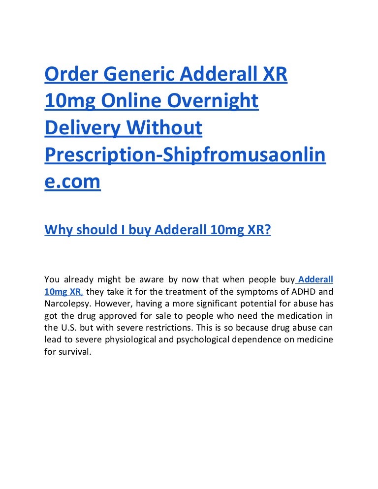 Order Generic Adderall XR 10mg Online 