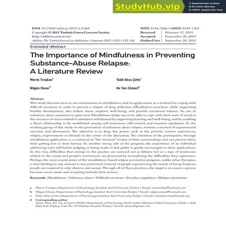ADDICTA 2(2) The Importance Of Mindfulness In Preventing Substance-Abuse Rela...