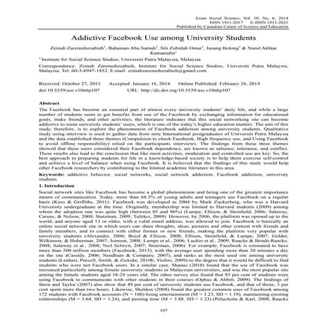 Addictive facebook use among university students