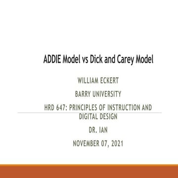 William Eckert ADDIE vs Dick and Carey Model