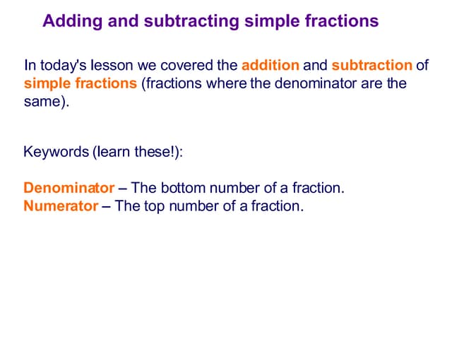 Adding and Subtracting Fractions