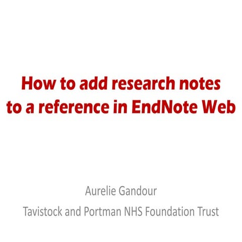 Adding research notes to a reference in EndNote Web