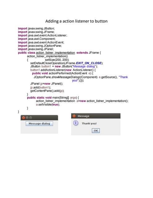 Adding a action listener to button