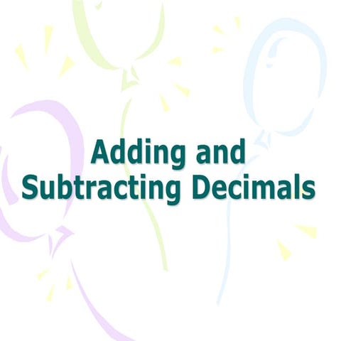 Adding and subtracting decimals