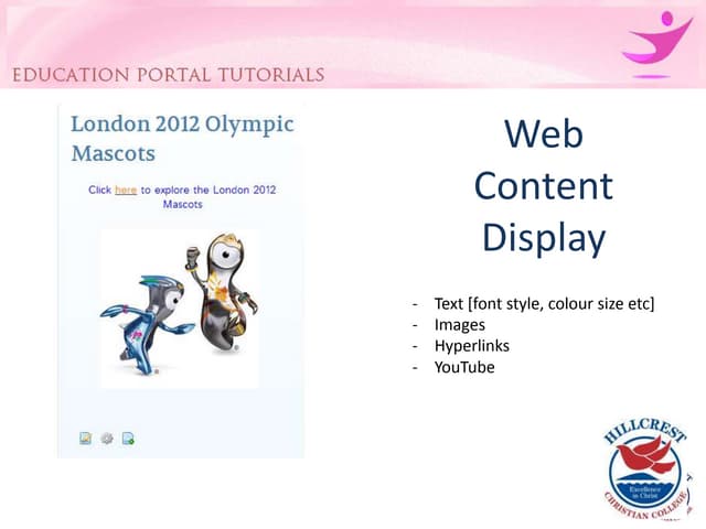 Adding a web content display pink