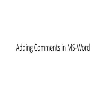 Adding comments in ms word | PPT