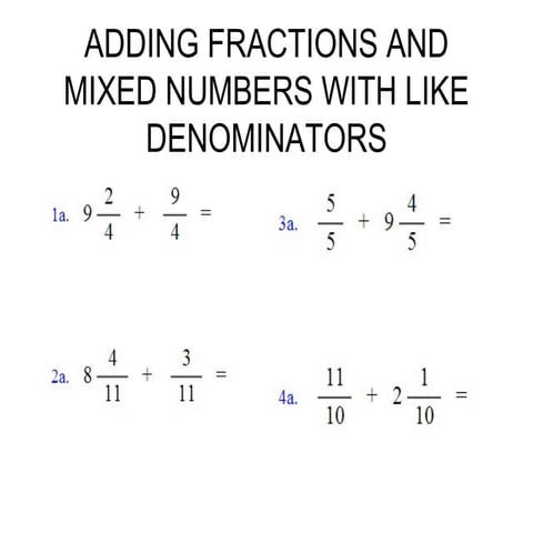 Adding fractions and mixed numbers