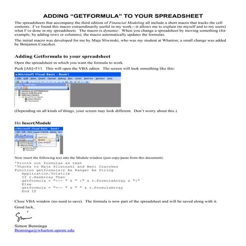 Adding getformula to your spreadsheet | DOC