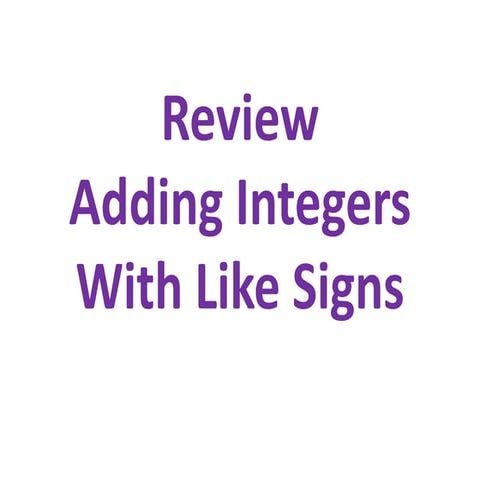 Adding Integer Review