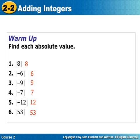 Integers: Addition and Subtraction | PPTX