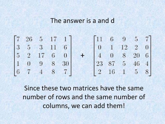 Adding Matrices
